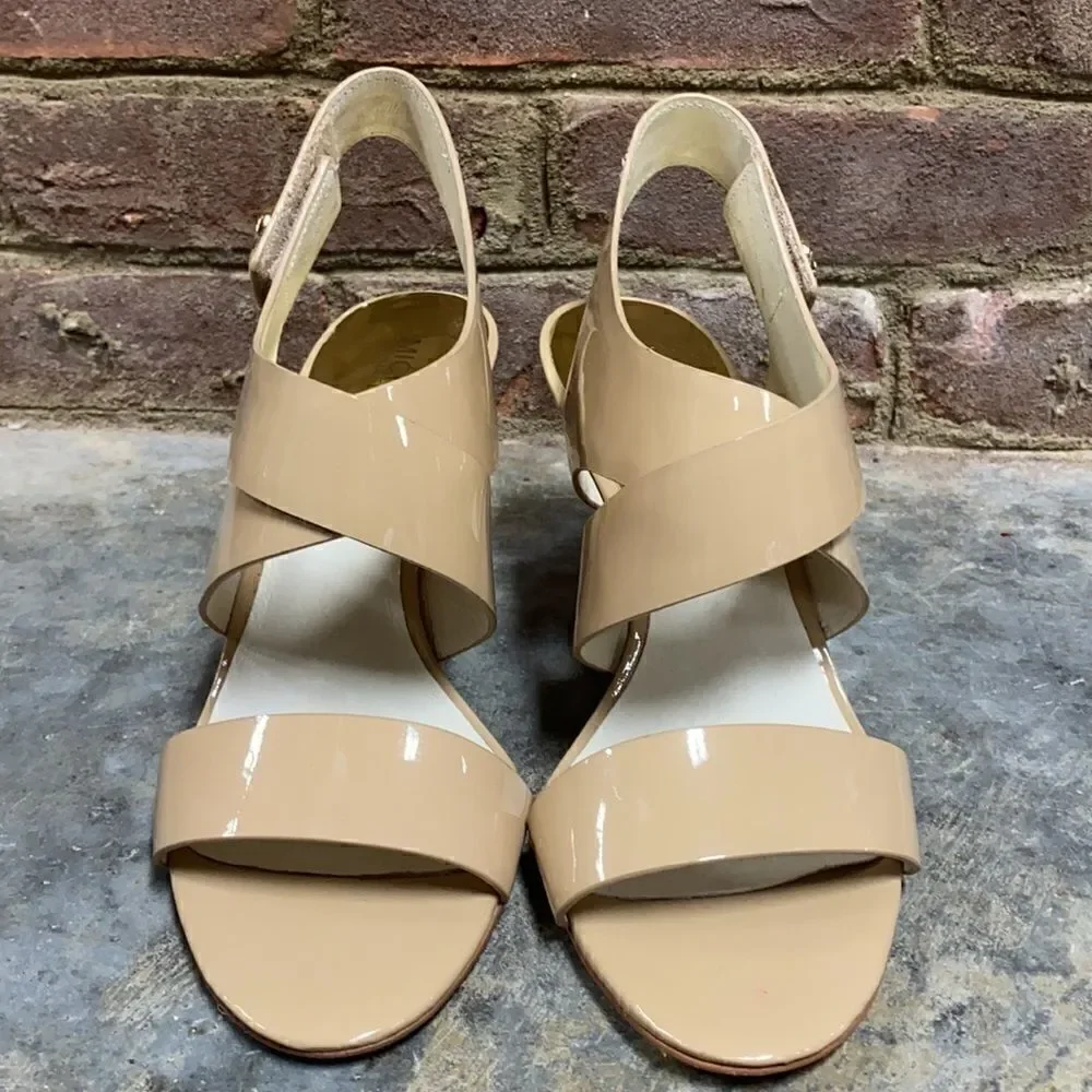 Michael Kors Nude Patent Joselle Open Toe Pump
